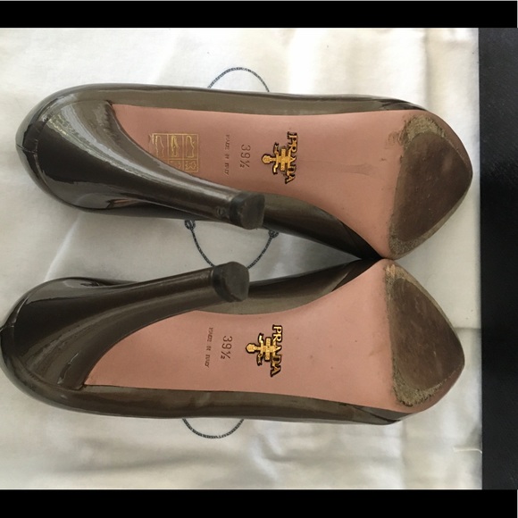 Prada Taffetas Vogue Fumo Patent Leather Pumps 39.5/9.5 Smoke Gray/Bronze - Picture 7 of 10